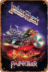 Zuhhgii Retro Metal Sign Judas Priest Painkiller Vintage Tin Sign,Comic Style,Funny Signs,Film Movie Cinema Theater,Man Cave,Gar