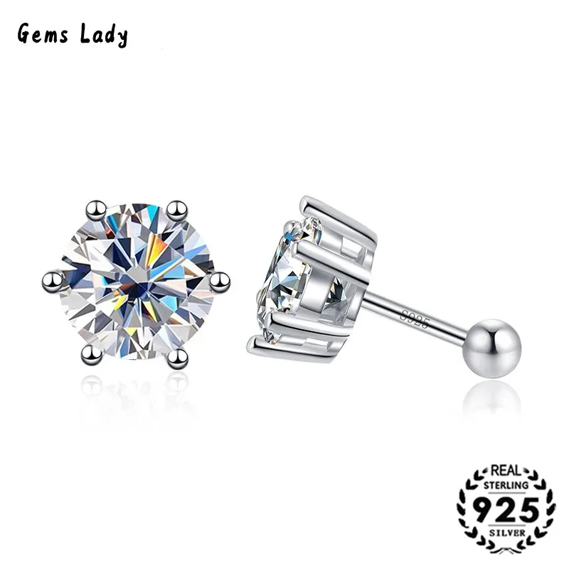 

Gems Lady Sliver 925 Moissanite Six Claw Jewelry Earrings For Men And Women, Valentine's Day And Anniversary Gifts For Couples