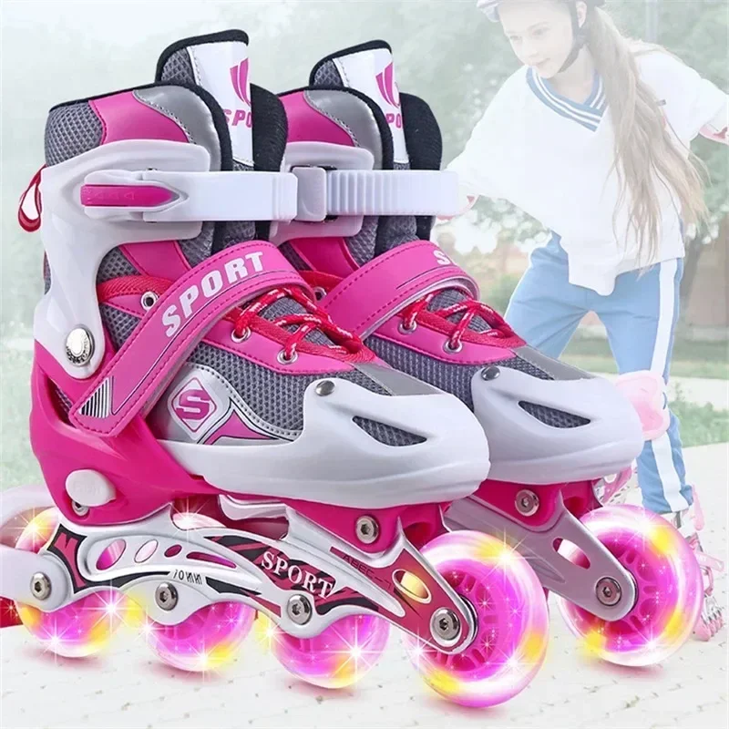 Outdoor Sports Skates Roller Inline Adjustable Children Tracer For Kids Boys Girls Blade Illuminating Wheels Roller Skates Shoes