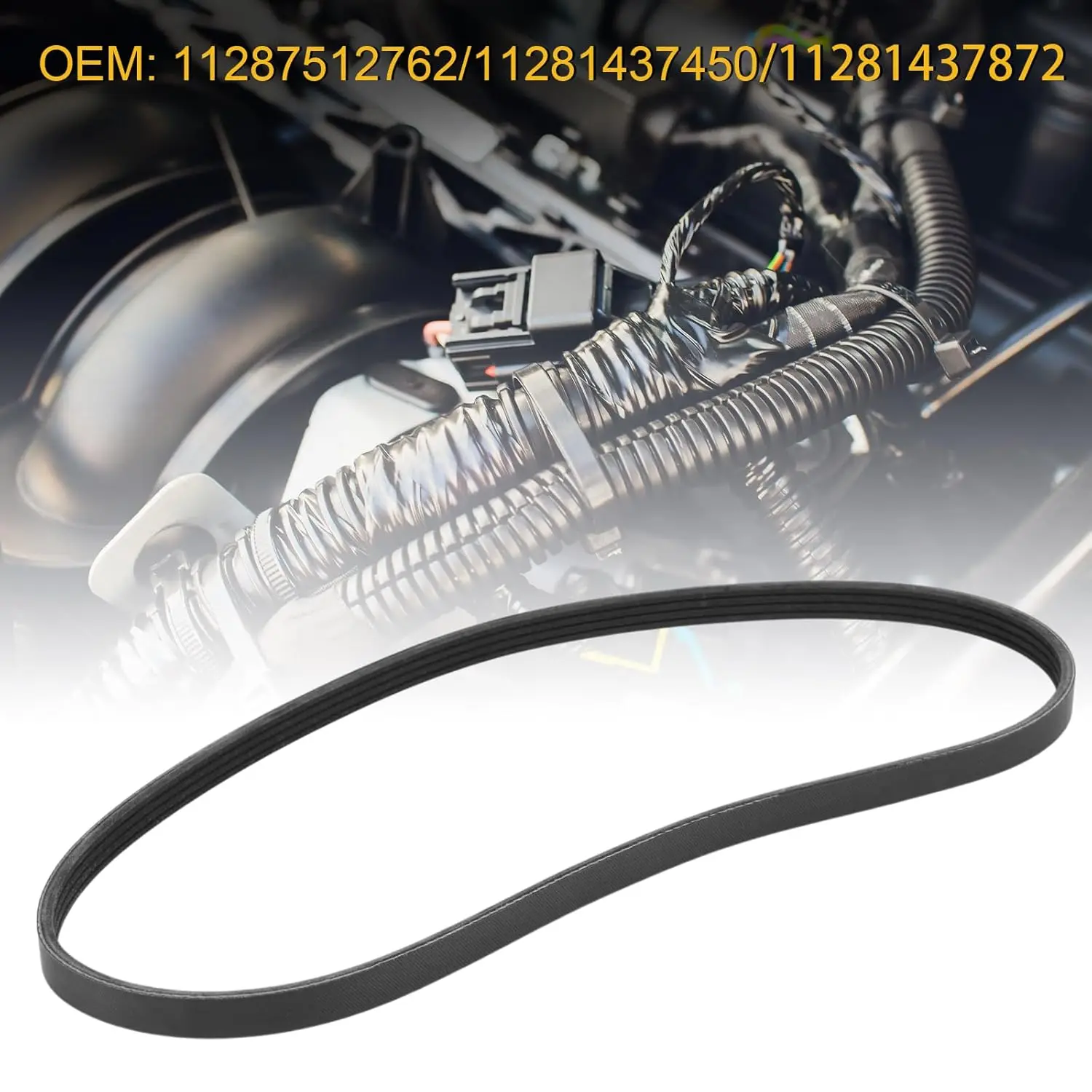 4PK860 Ribbed V-Belt Serpentine Belt 2000-2008 Fit For BMW E46 E83 E53 E85 Replacement# 11287512971,11287520177,11287631814