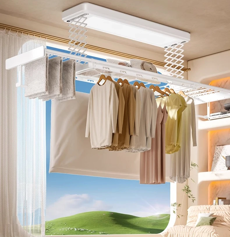 Multi-function Remote Control Double Scissors Clothes Rod Electric Drying Rack Balcony Household Lifting Intelligent Automatic
