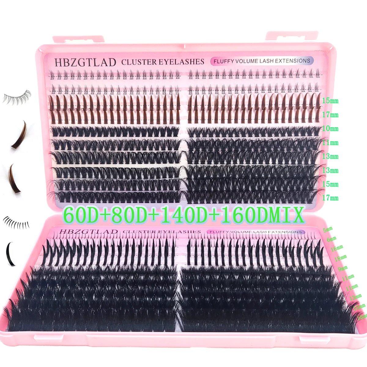 AMSDCN 60D/80D/100D/140D/160D eyelash clusters with bottom and pointed eyelashes DIY fairy manga pointed thick artificial mink