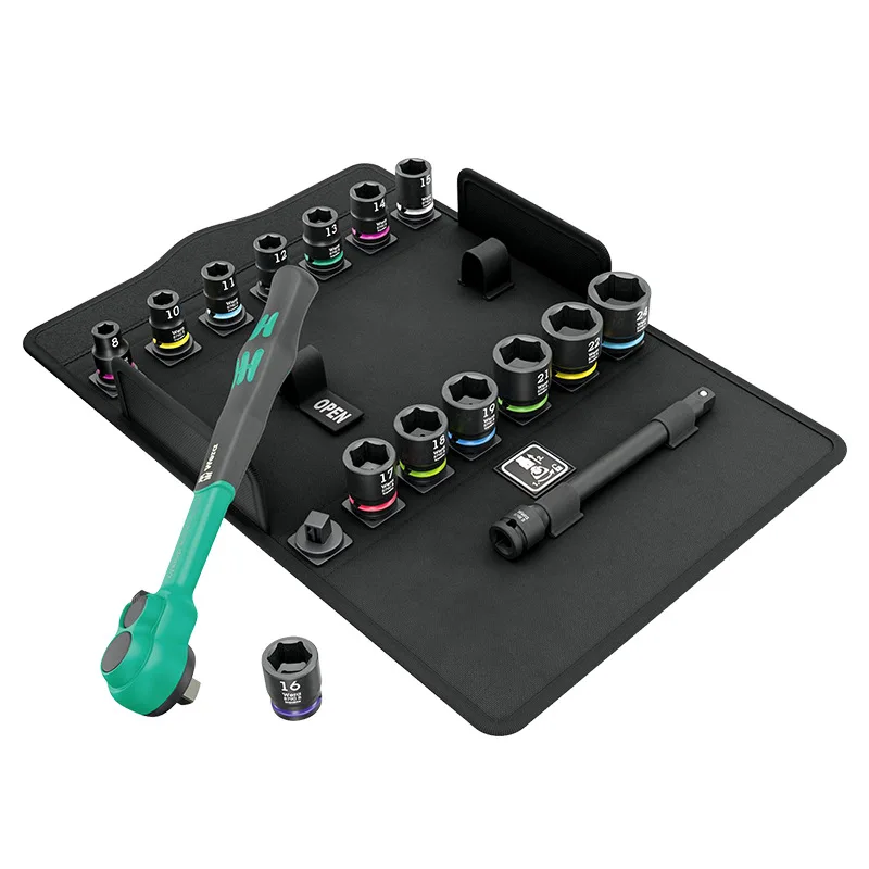 مقبض بسقاطة مريح من Wera الألمانية 3/8 مجموعة مقابس مترية 8100B