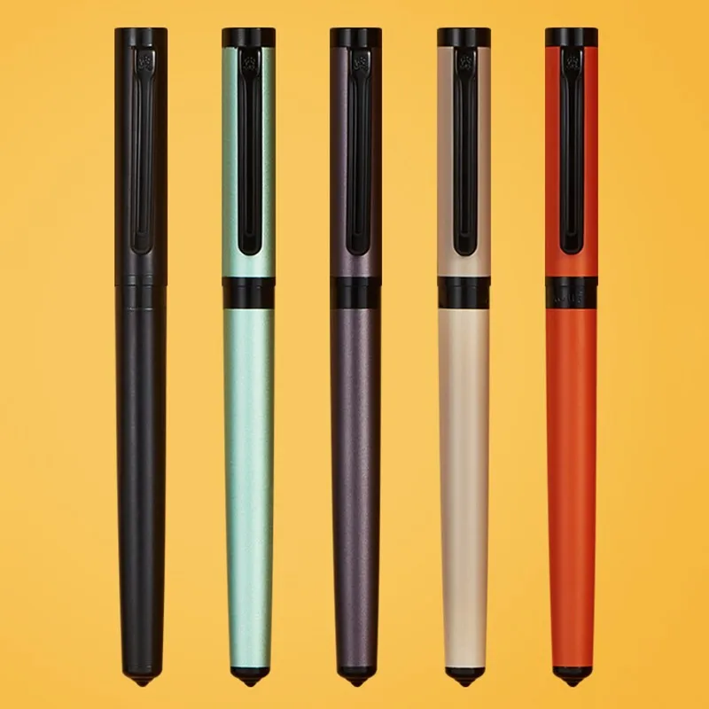 MONTAGUT Future Series Fountain Pen F 0.5MM Nib,beautiful Metal Matte Blue Green Orange Colors Student Office Writing Gift Box