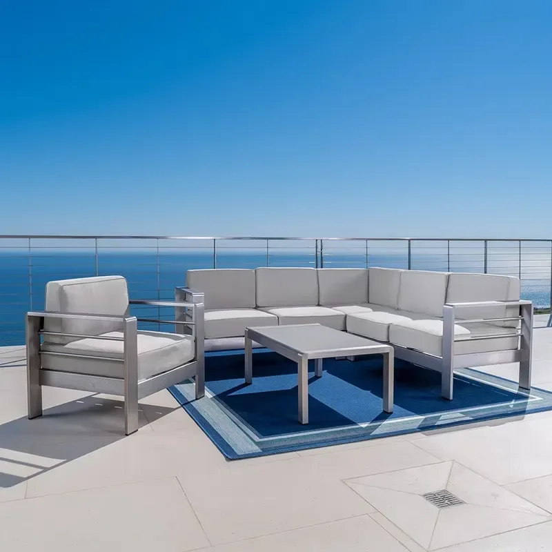 Modern Outdoor Furniture Patio Stainless Steel Combined Sofa Set for Hotel Garden for Villa Living Room Made