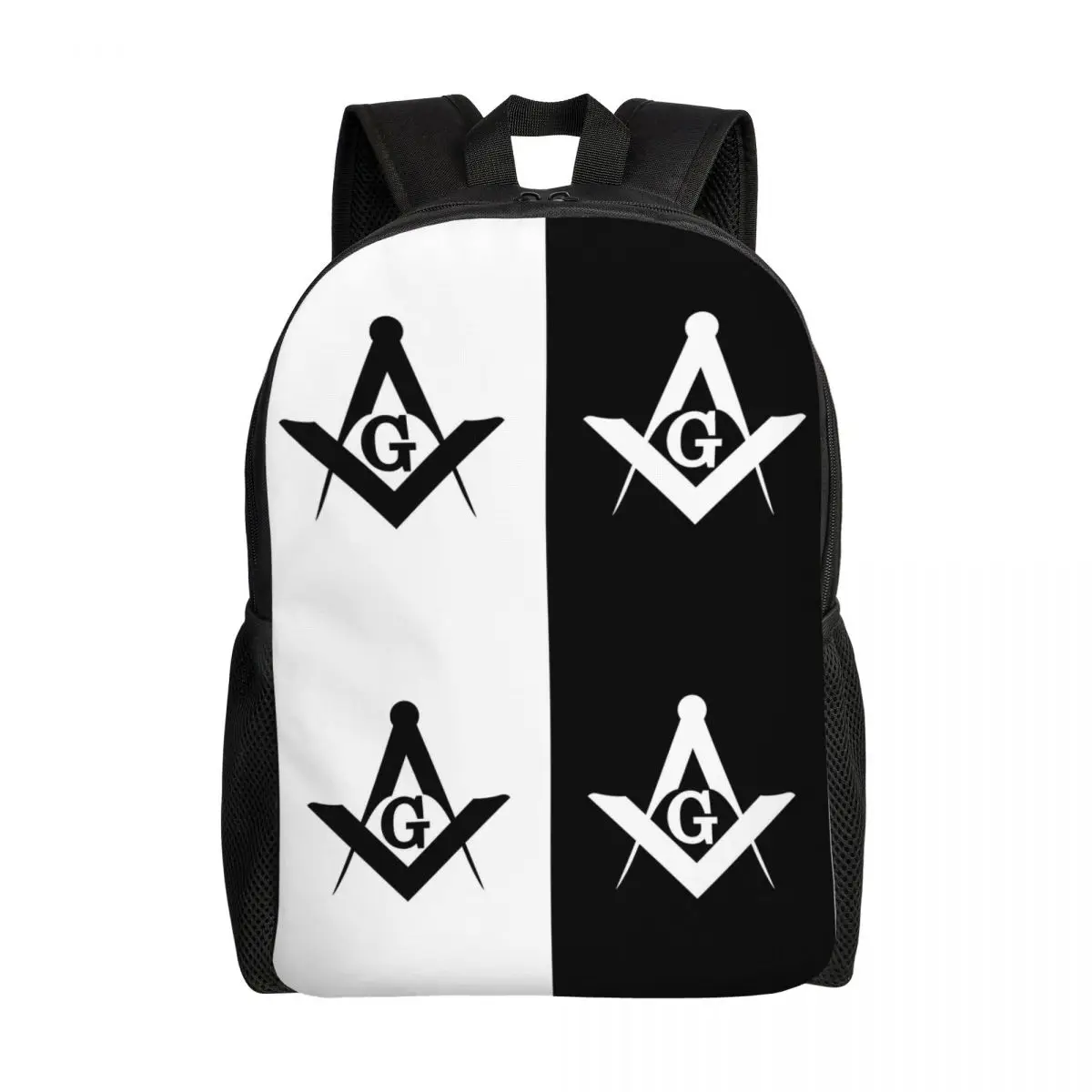 Custom Freemason Mason Symbol Backpack for Women Men Waterproof College School Masonic Freemasonry Bag Print Bookbag