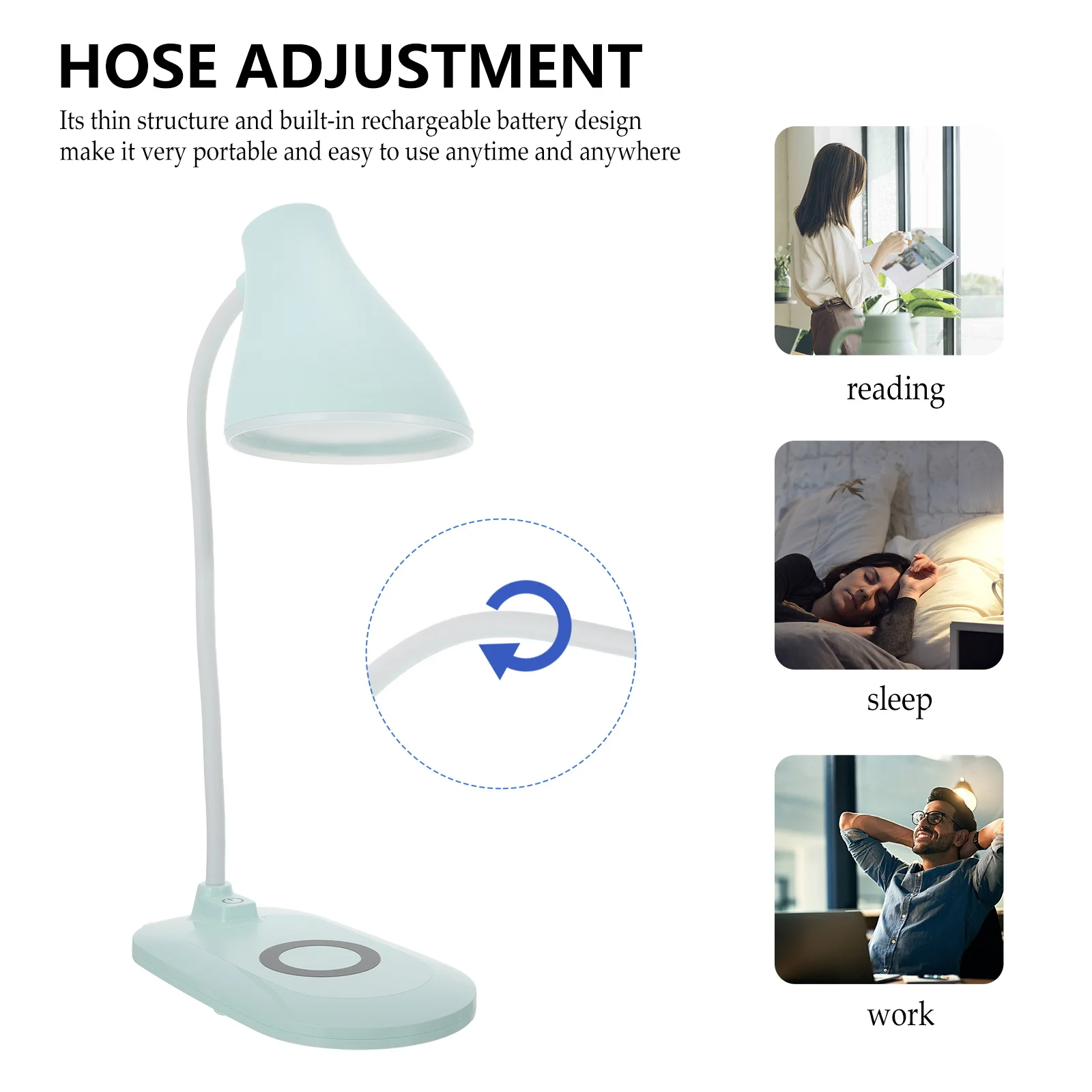 Lampada da scrivania con ricarica wireless Lampada Protezione per gli occhi Ricarica USB Luminosità Luce notturna portatile regolabile per dormitorio