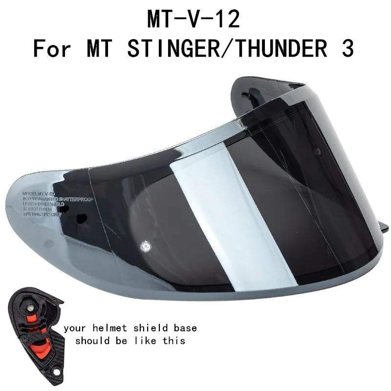 Bouclier de remplacement pour casque MT, pour STINGER, pour THUNDER 3SV, en verre, original, MT-V-12 12B