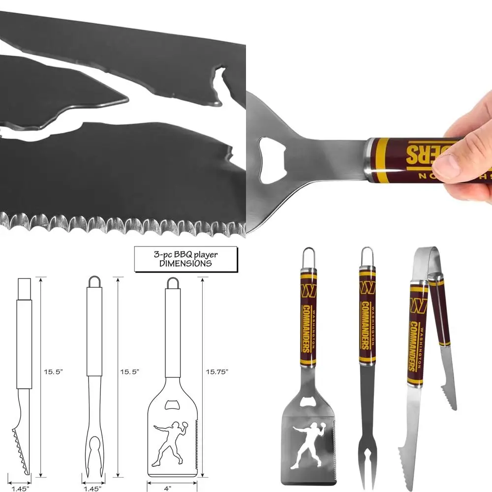 

Washington Commanders 3-Piece Stainless Steel BBQ Tool Kit in Team Colors