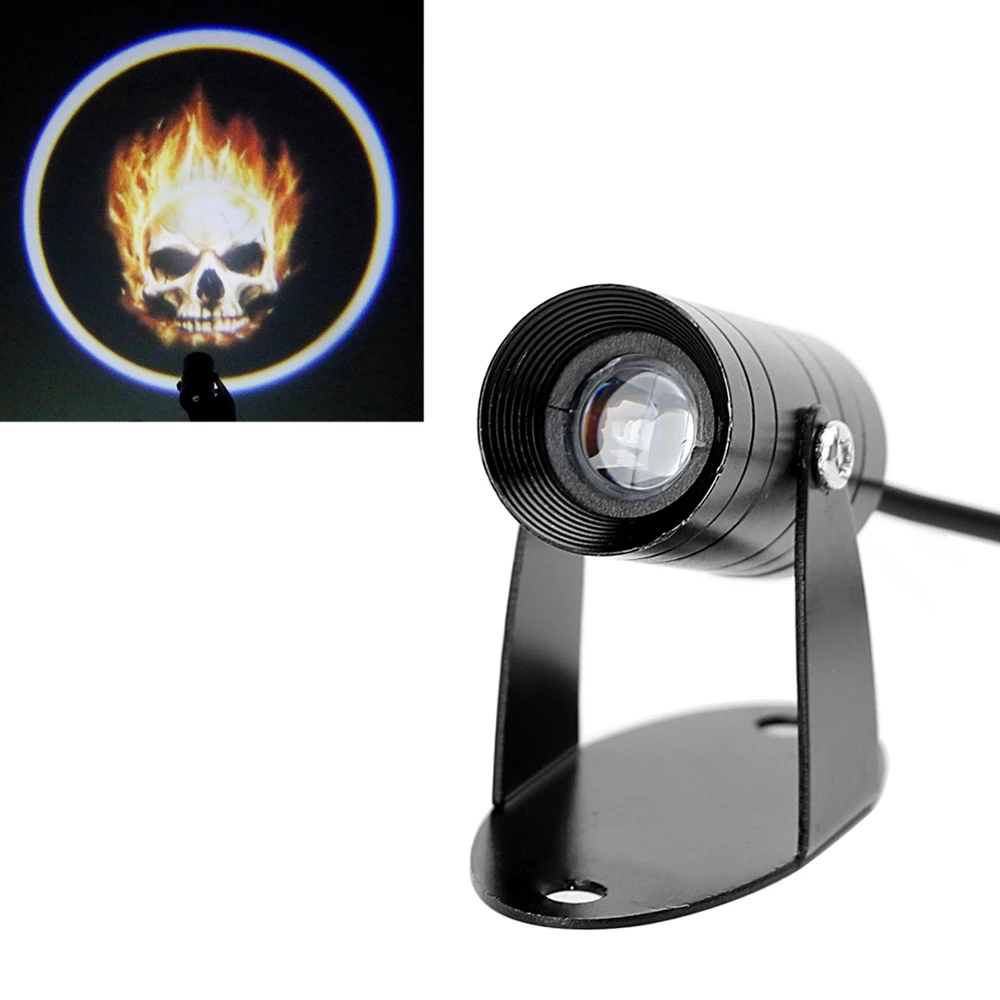 24v 12v Rücklicht Motorrad Scheinwerfer dekorative Licht LED Rück leuchte 3d flammenden Schädel DIY Punk Laser Projektor Linse Ghost Rider
