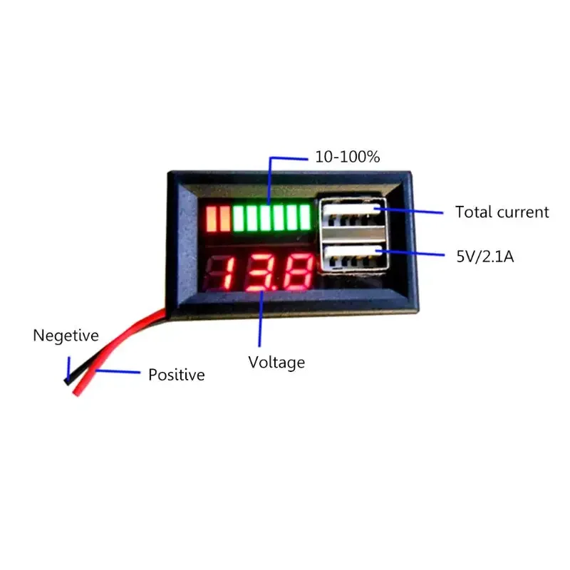 12V Digital Car Motorcycle Voltmeter Battery Panel Meter USB 5V Output #319