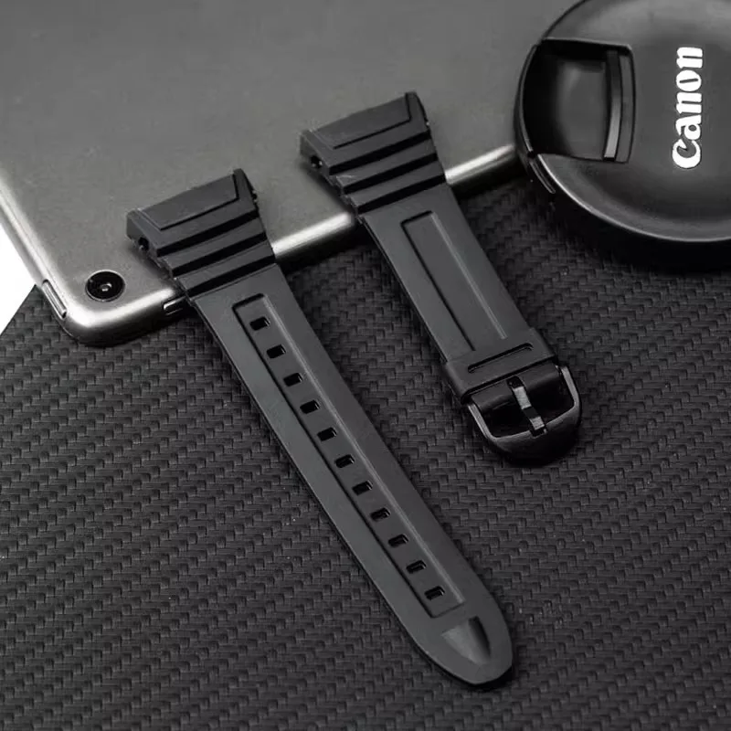 Armband für Casio 3239 W-96H-1A 2A 9A elektronische Uhr, spezielles Armband, schwarzes Herren-Sport-Armband aus wasserdichtem Silikon