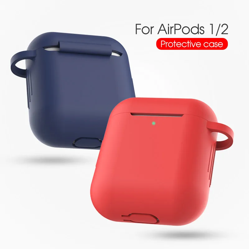 Silicone Funda With Hook For Apple Airpods 1/2 Wireless Headphone Cover For Air pods 2 1 Case Box Bags Shockproof Earphone Cover