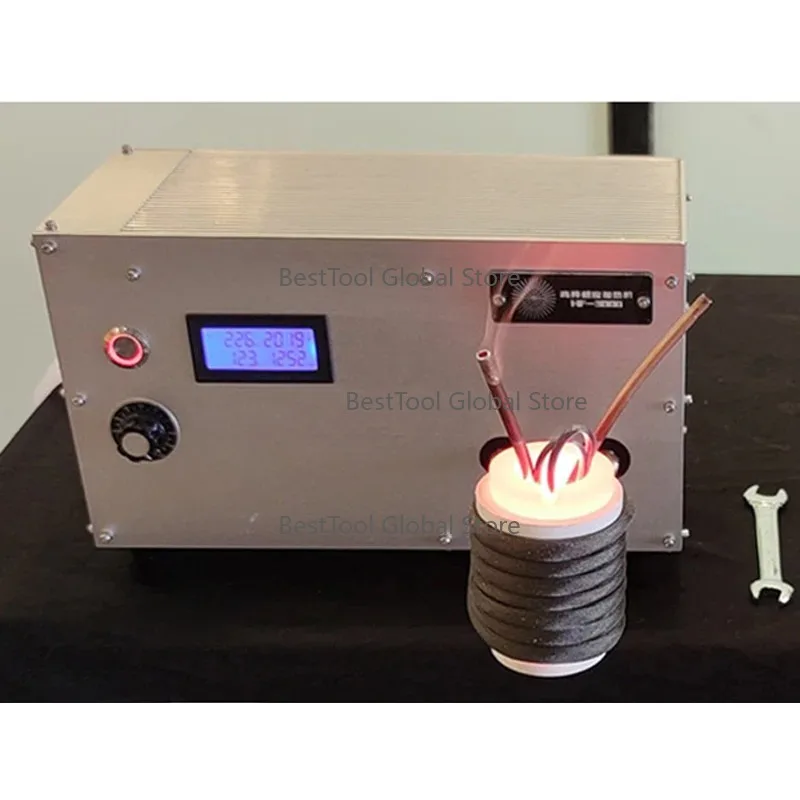 3000w ZVS High Freq-uency Induction Heating Machine For Me-lting Gold And S-ilver Ir-on Parts Annealing + Crucible 220V