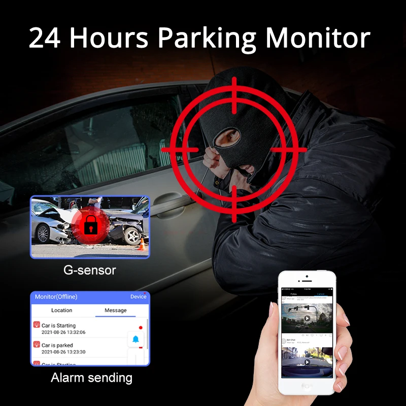 ADAS 4G Android DVR Remote Parking Monitor 3''Touch Dash Cam WIFI GPS Dual lens 2WAY Talk Live Streaming on Car ASSIST APP