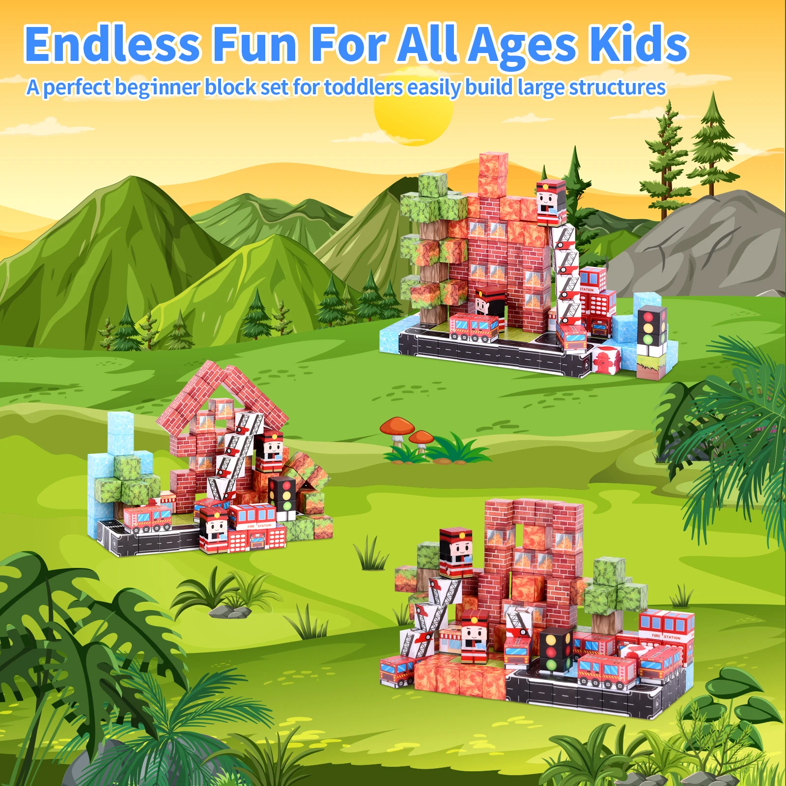 Blocs de construction magnétiques personnalisés 100 pièces 205. Couleurs vibrantes, bâtiment gratuit, améliore les compétences STEM et de jeu. Cadeau de vacances parfait.