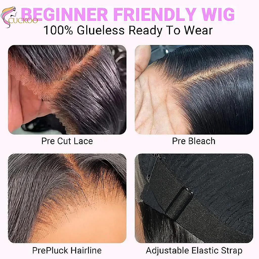 Perruque Bob Lace Front Wig sans colle naturelle, cheveux lisses, HD, 13x6, pre-à-porter, 100% de densité, pour femmes