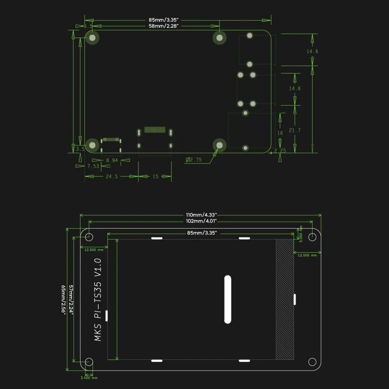 

3D Printer Controller 64bit Quad-core Cortex-A53 PI-TS35 Display Klipper Screen