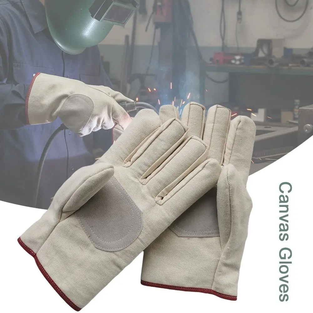 

1Pair Double Thickened Canvas Gloves Stab Proof Wear Resistant Labor Protection Gloves Thermal Insulation Anti Cutting