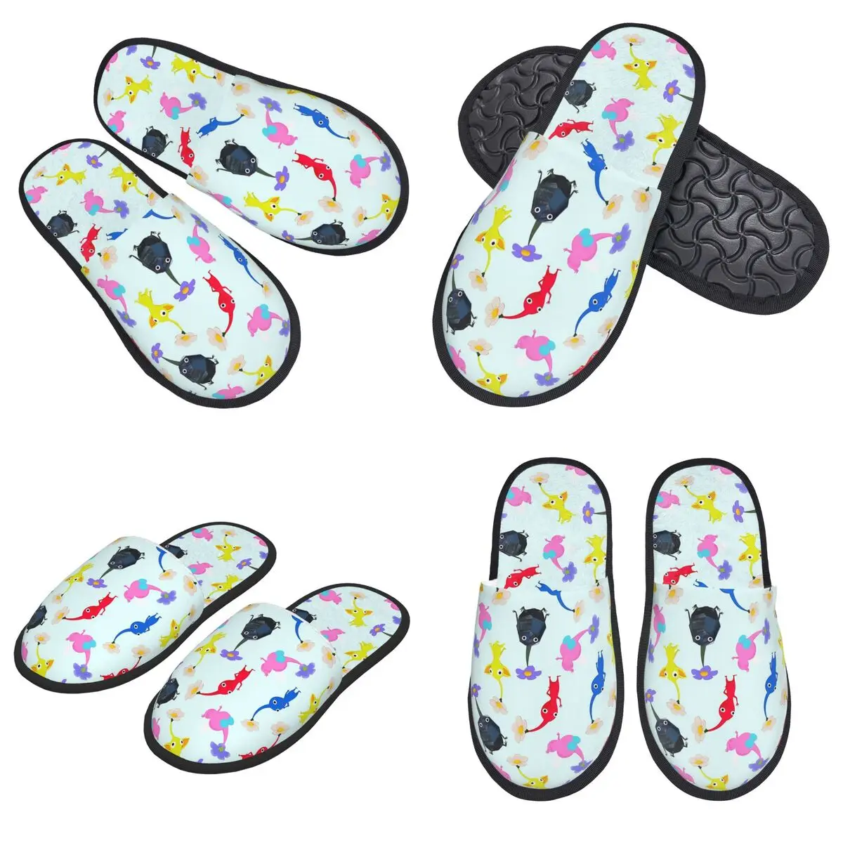 Pantoufles Pikmin personnalisées en mousse à mémoire de forme, pantoufles chaudes et douces pour femmes, chaussures confortables pour chambre à coucher