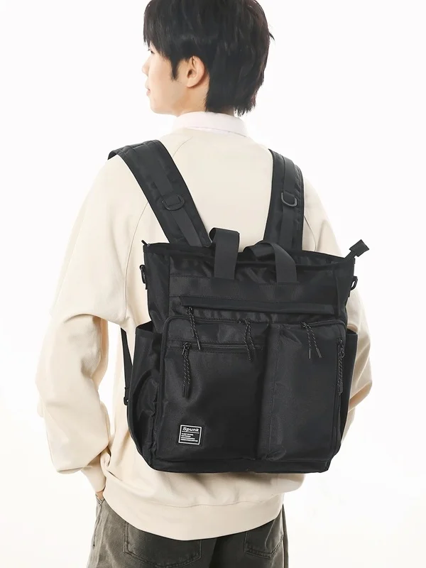 

Мужская повседневная уличная сумка-рюкзак большой вместимости для путешествий и бизнеса, многофункциональная, с двумя плечевыми ремнями, мягкой ручкой и молнией