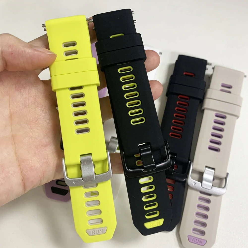 22mm 투톤 스포츠 실리콘 스트랩 가민 포러너 970 965 745 밴드 가민 포러너 955 솔라 945 935 소프트 팔찌