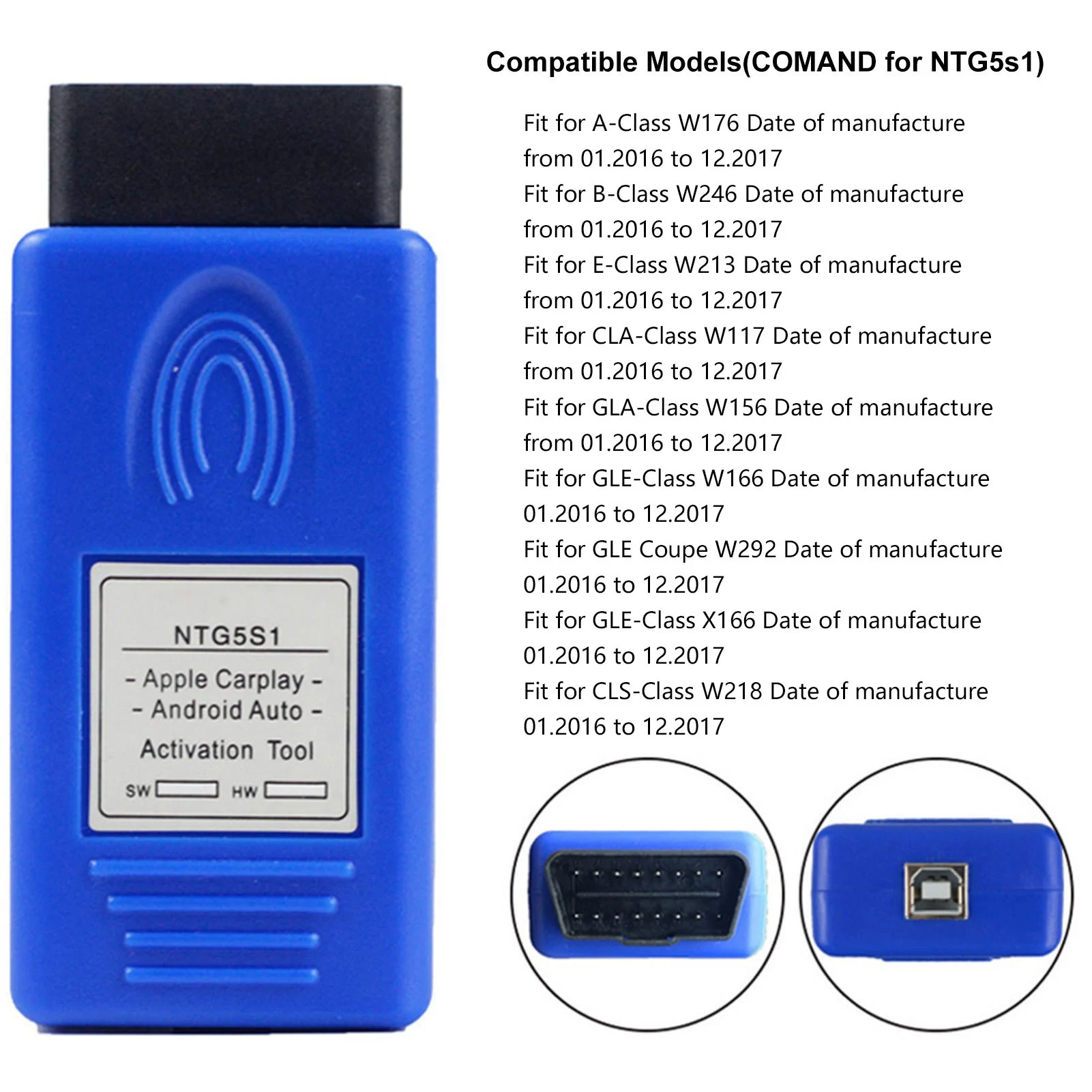 Car OBD Activator Portable OBD Activation Tool Fits For Mercedes ‑Benz NTG5S1 A B CLA GLA GLE CLS Series