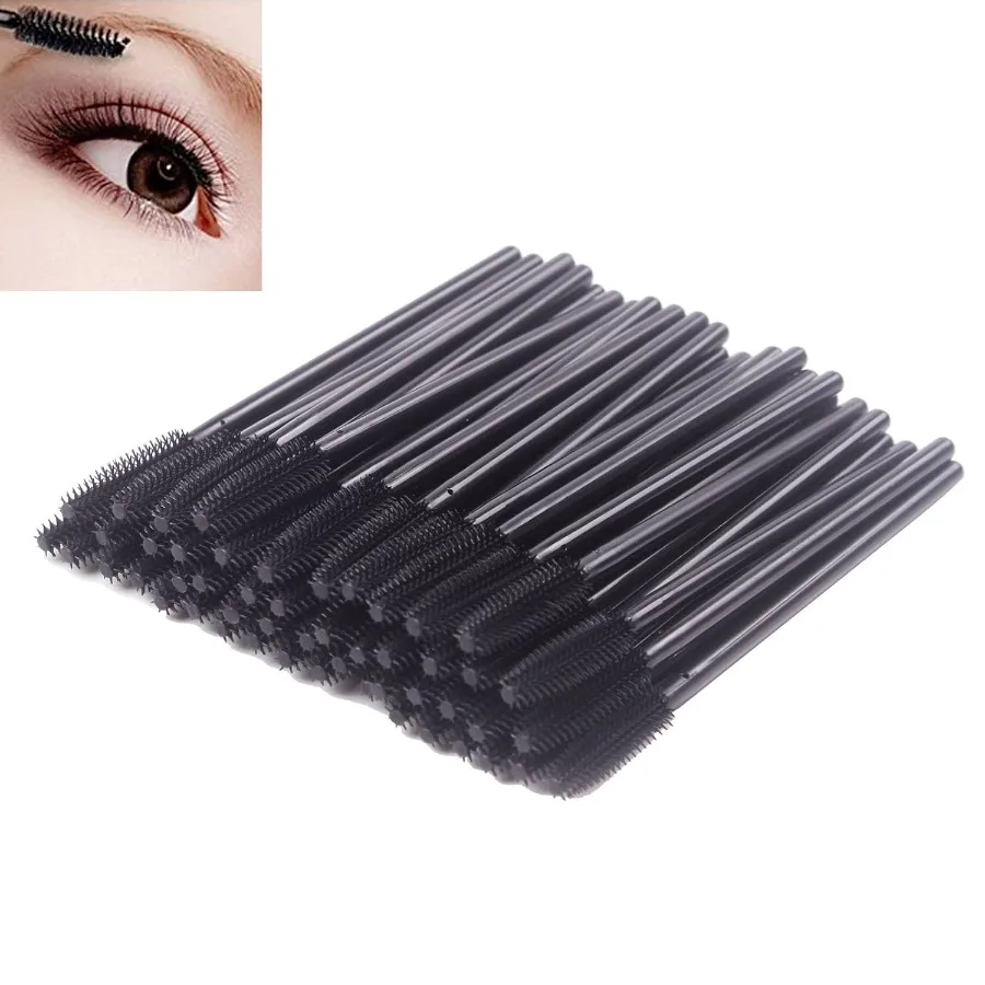 Pak van 100 OneOff Wegwerp Siliconen Wimper Mascara Borstels Wands Applicator Wenkbrauwborstel Make-up Tool Kit Set Torenvorm B
