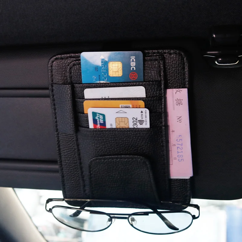 

Car Sun Visor Bill Pen Business Card Holder Organizer Box Sunglasses Clip Stowing Tidying Easy Installation Interior Accessories
