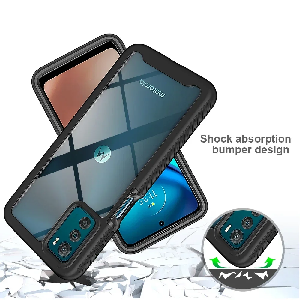 Hybrid Rugged Armor Shockproof Case For Motorola Moto G42 G52 G22 E32 G51 G71 5G TPU Frame Transparent Acrylic Phone Cover