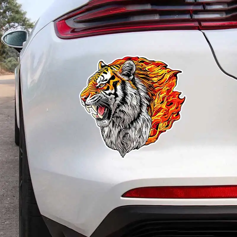 Burning Tiger Car Sticker Vinyl Decal Waterproof Rear Window Motorcycle Camper Bumper Truck Laptop Decoration SH1647