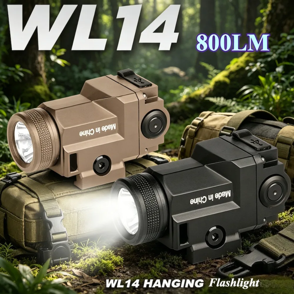 Linterna Táctica LED de 800 Lúmenes, Metálica, para Exploración, Caza al Aire Libre, con Modo Estroboscópico, Luz para Armas, Recargable, para Riel de 20 mm