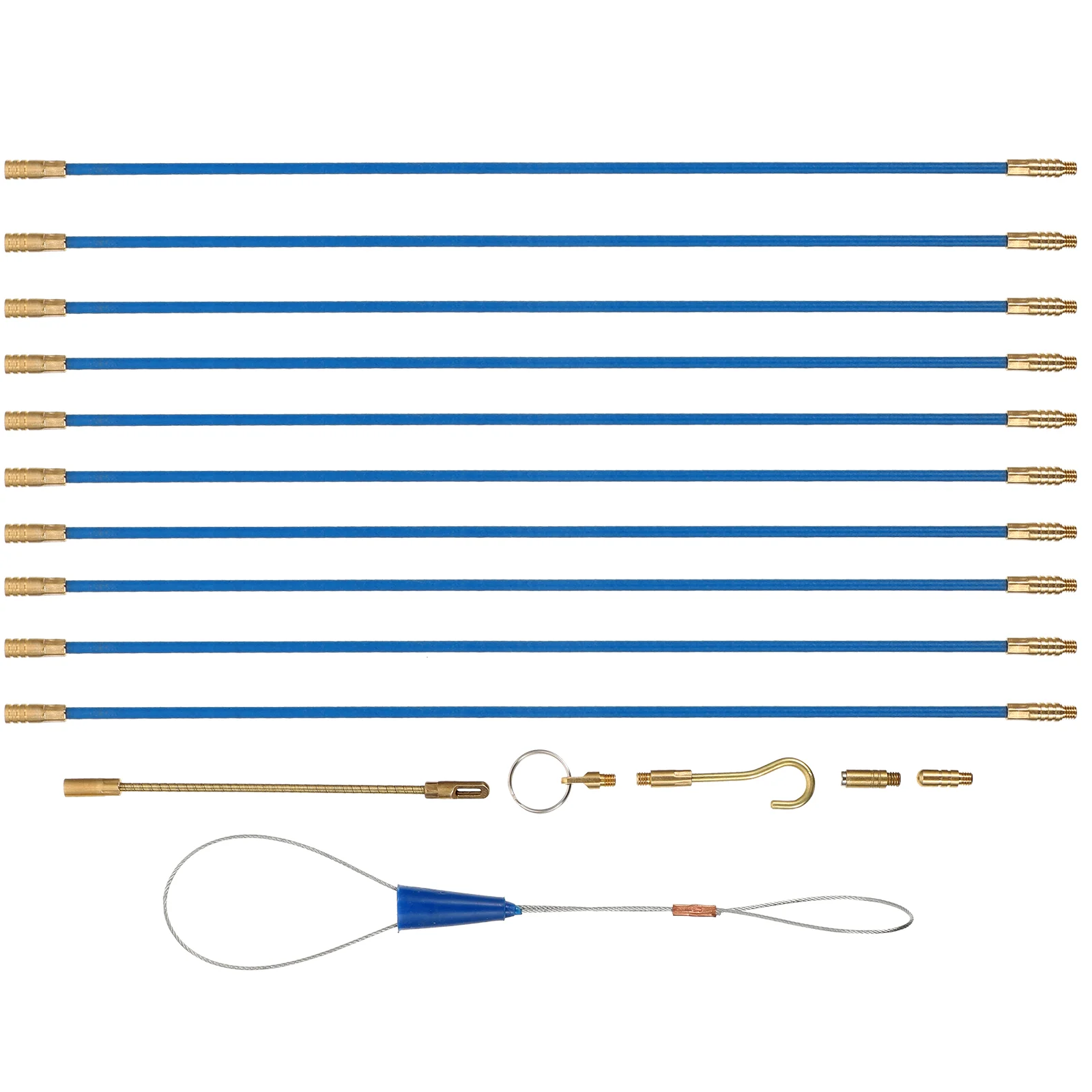 Threader Electrical Wire Running Kit Coaxial Pull Push Glow Stick Fish Tape Copper Cable Rods