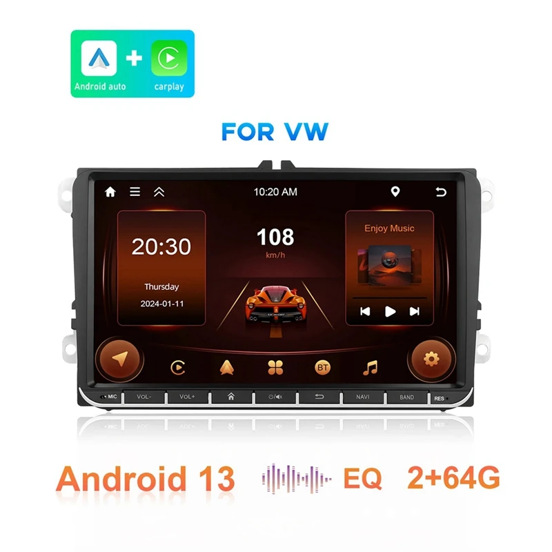 

2G+64G Carplay Android 13 2 Din Radio Black ABS For VW Golf 5 6 Touran Passat B6 Polo Jetta