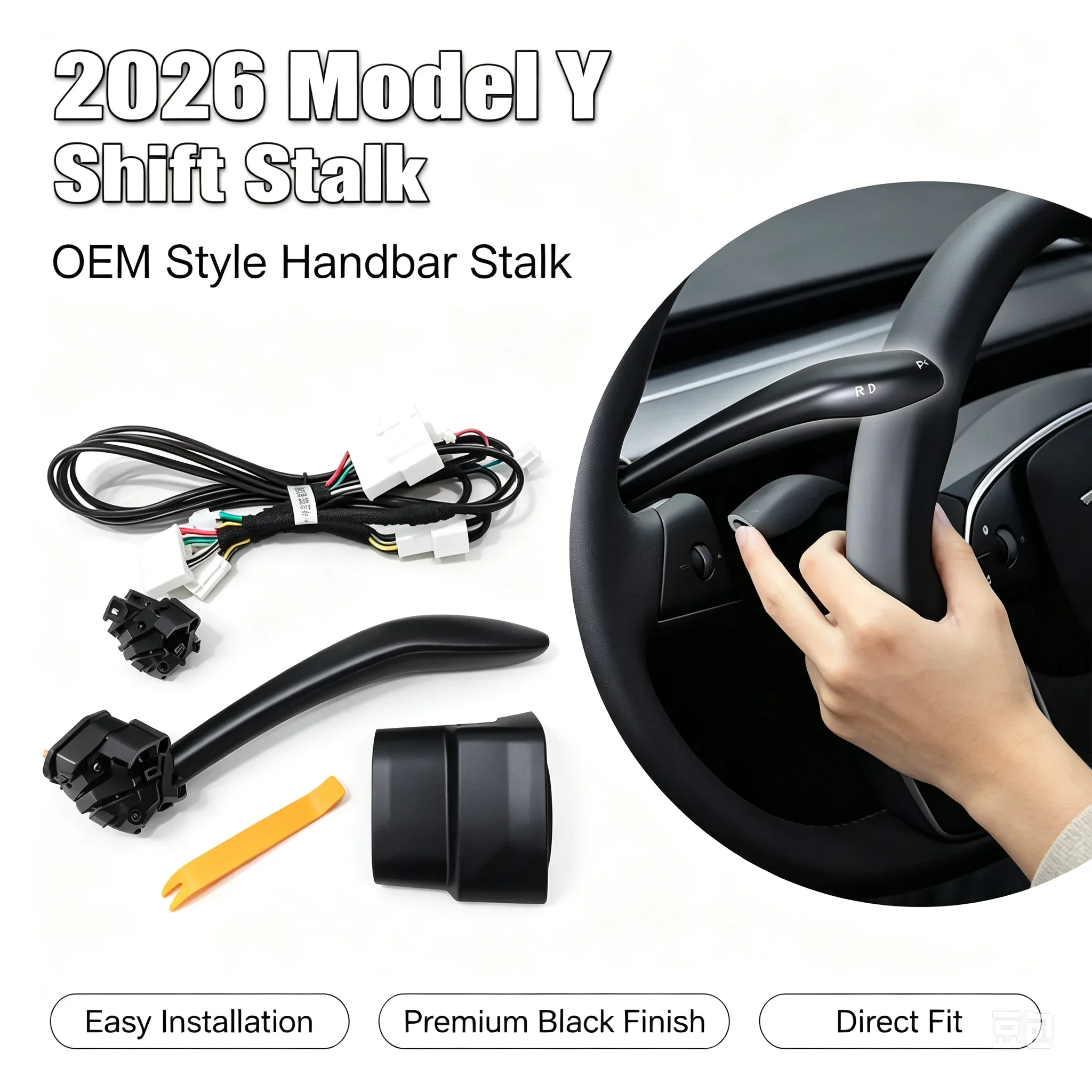 For 2026 Tesla Model Y Juniper Smart Gear Shifter Lever - Millisecond Quick Shift, Complete Kit with Installation Guide