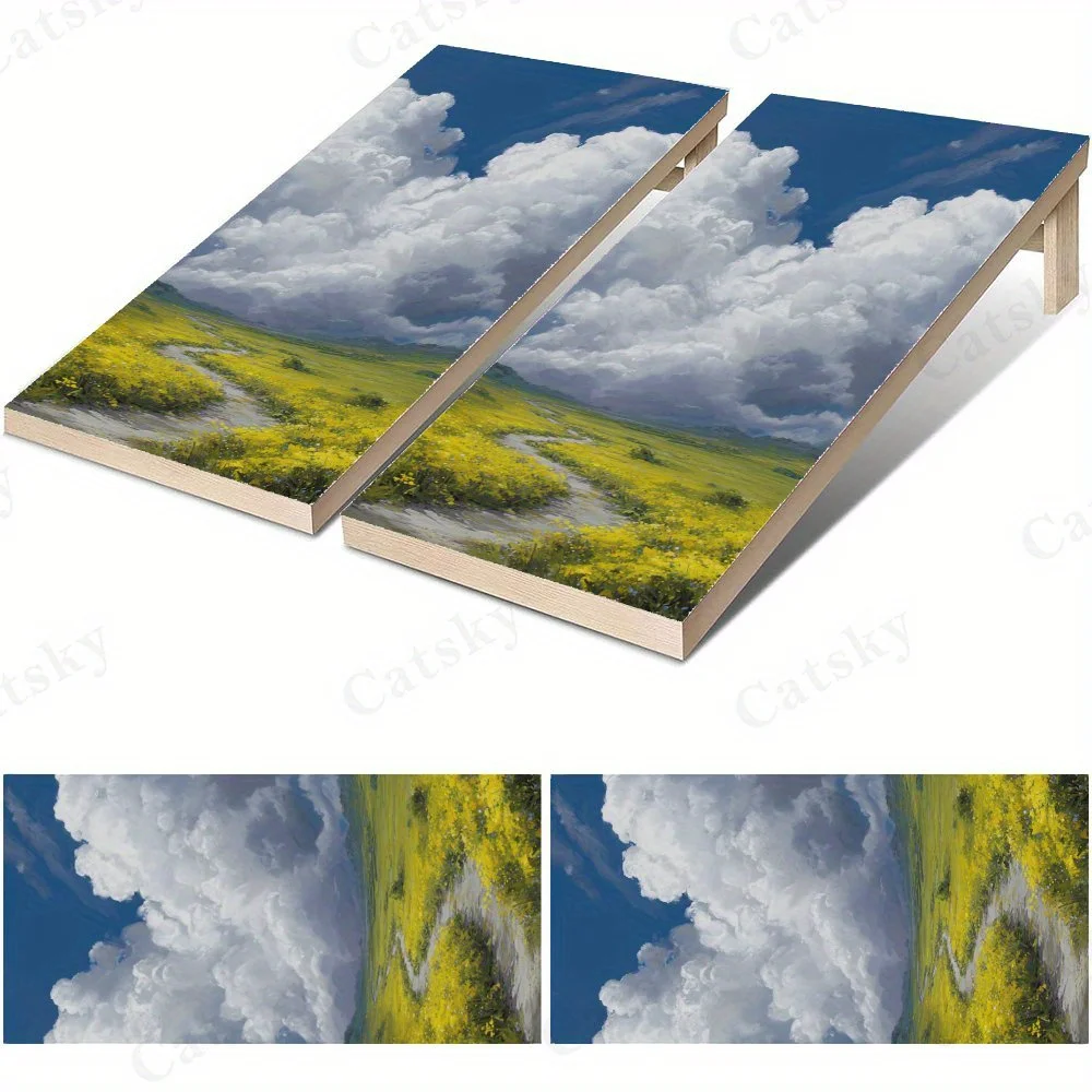 

2D плоские виниловые наклейки для песочной доски Cloud in Green Valley в форме сердца — без пузырьков, простое нанесение, водонепроницаемость, одношаговая ренова