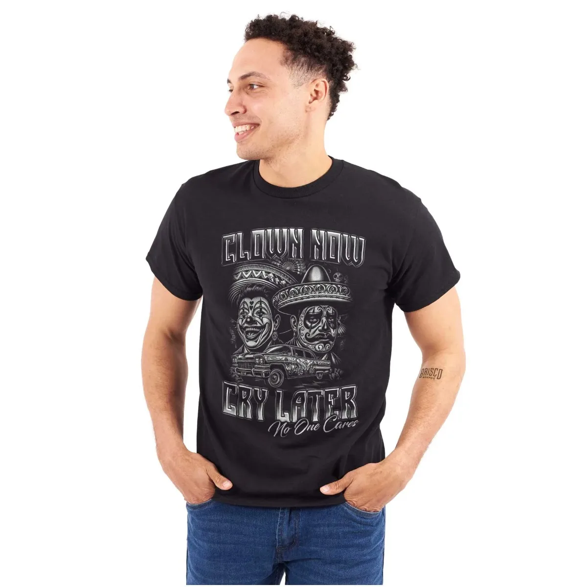 

Clown Now Cry Later Mexican Clown Graphic T-Shirt 100% Cotton O-Neck Short Sleeve Summer Casual Mens T-shirt Streetwear