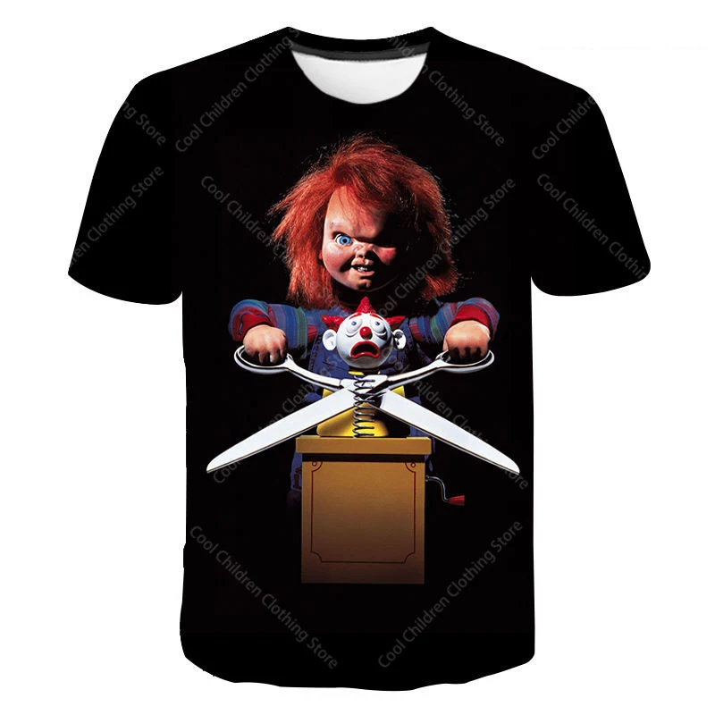 Summer Kawaii Toy Story Chucky T-shirt Girls Boys Children\'s Cartoon Anime Pattern Girls Boys Fashion Parent-Child Clothing