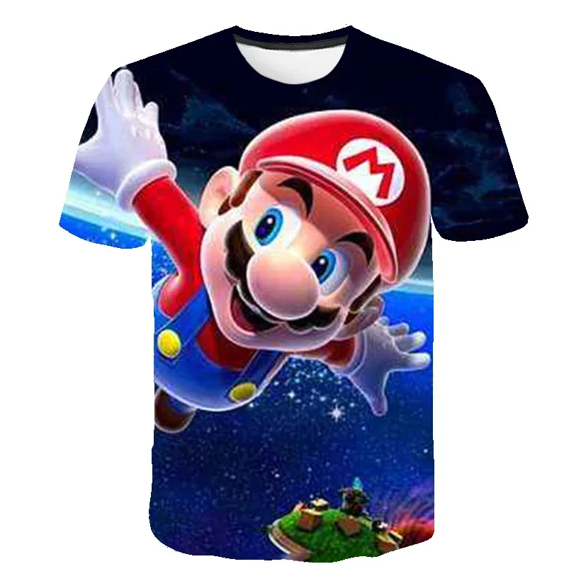 Summer T-shirt  Super Mario bros T-shirt Kids Harajuku Fashion Casual T-Shirt Boy Girls Polyester Summer Men Women Short Sleeve