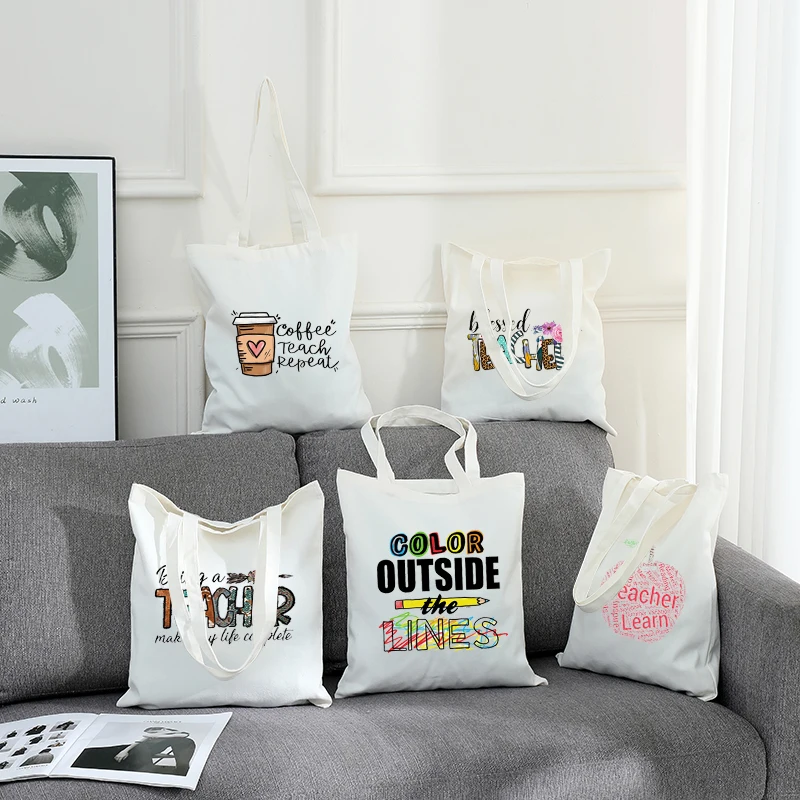 

Многоразовая холщовая сумка-тоут для учителей, сумка через плечо с принтом в стиле вестерн и леопардовым принтом, экологичная сумка для покупок