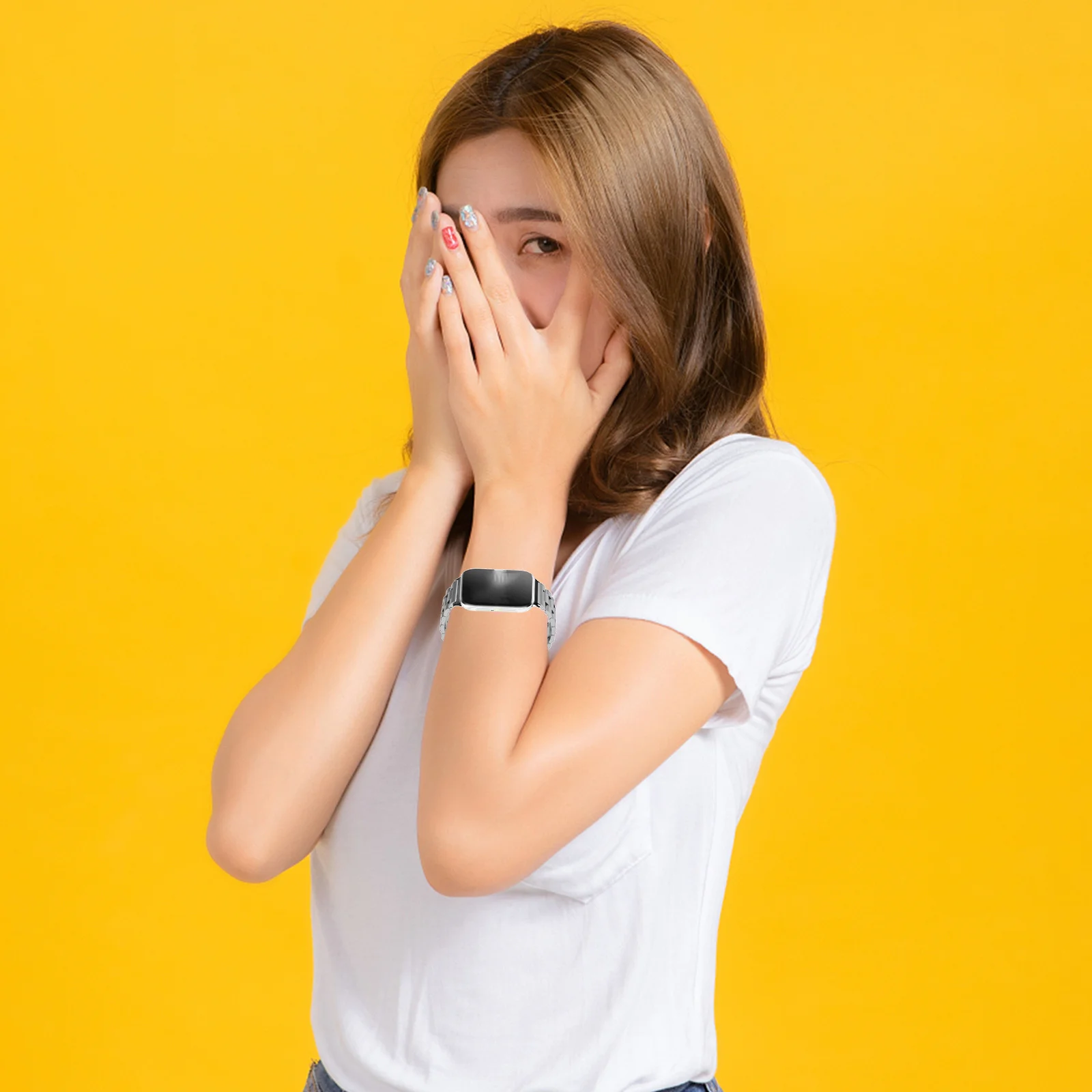 

1Pcs Metal Watch Strap Stainless Steel Durable Adjustable Replacement Wristband Practical Watch Band Exquisite Watchband