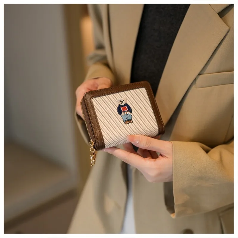 New Mini Cute Change Bags Card Bag Holders Short Wallets 2025 Canvas Lightweight Handbag Cartoon Fashion Women's Long Wallet