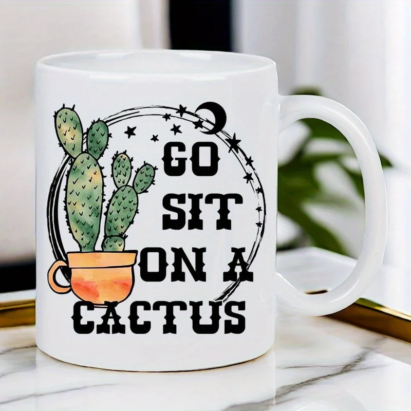 GO SIT 11oz Cermic Coffee Mug - Reusble, Insulted,Trvel Mug, Hnd-Wsh Only - Perfect for Coffee Lovers, Men & Women white mug