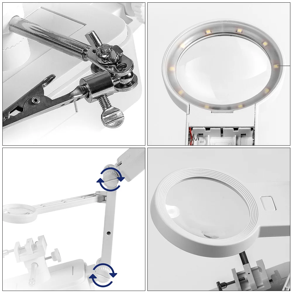 

Led Light Helping Hand Soldering Station Adjustable Magnifier Stand Clips For Welding Repair Diy Craft Magnifier Station