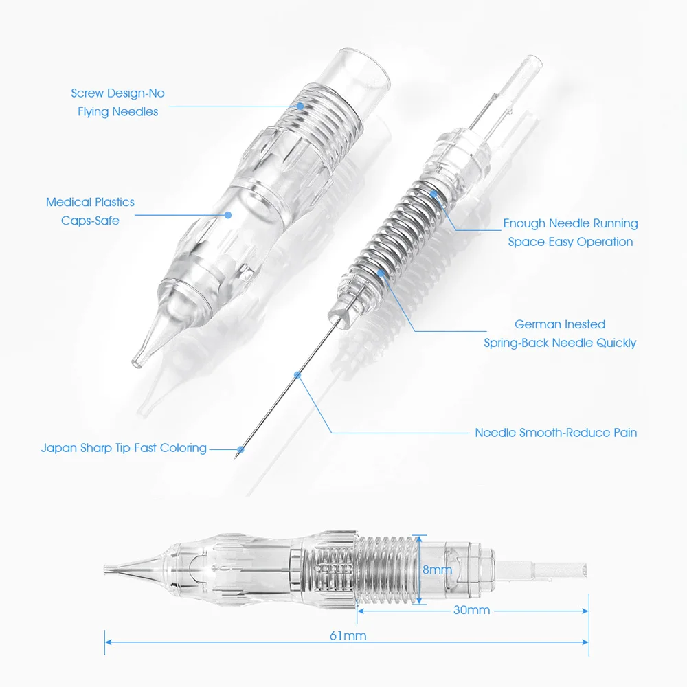 10pcs Permanent Makeup Needle Cartridge RL RS F SF MG Cartridge Needles for Permanent Makeup Machine Eyebrow Disposable Needle