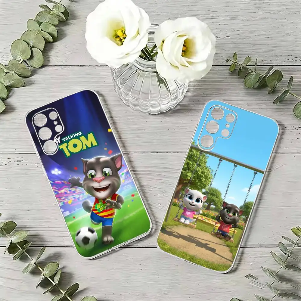 Talking T-Tom Cat Funny&Humorous  Phone Case For Samsung S21 S20 Ultra Plus FE S10 Transparent Silicone Phone Cover