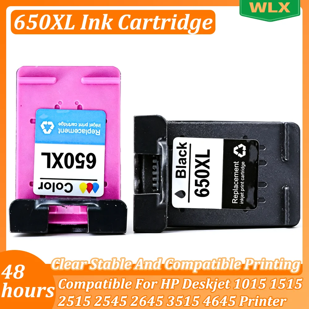 2PCS/1-2SET 650XL Ink Cartridge Compatible For HP 650XL HP650XL HP Deskjet 1015 1515 2515 2545 2645 3515 4645 Printer Full Ink