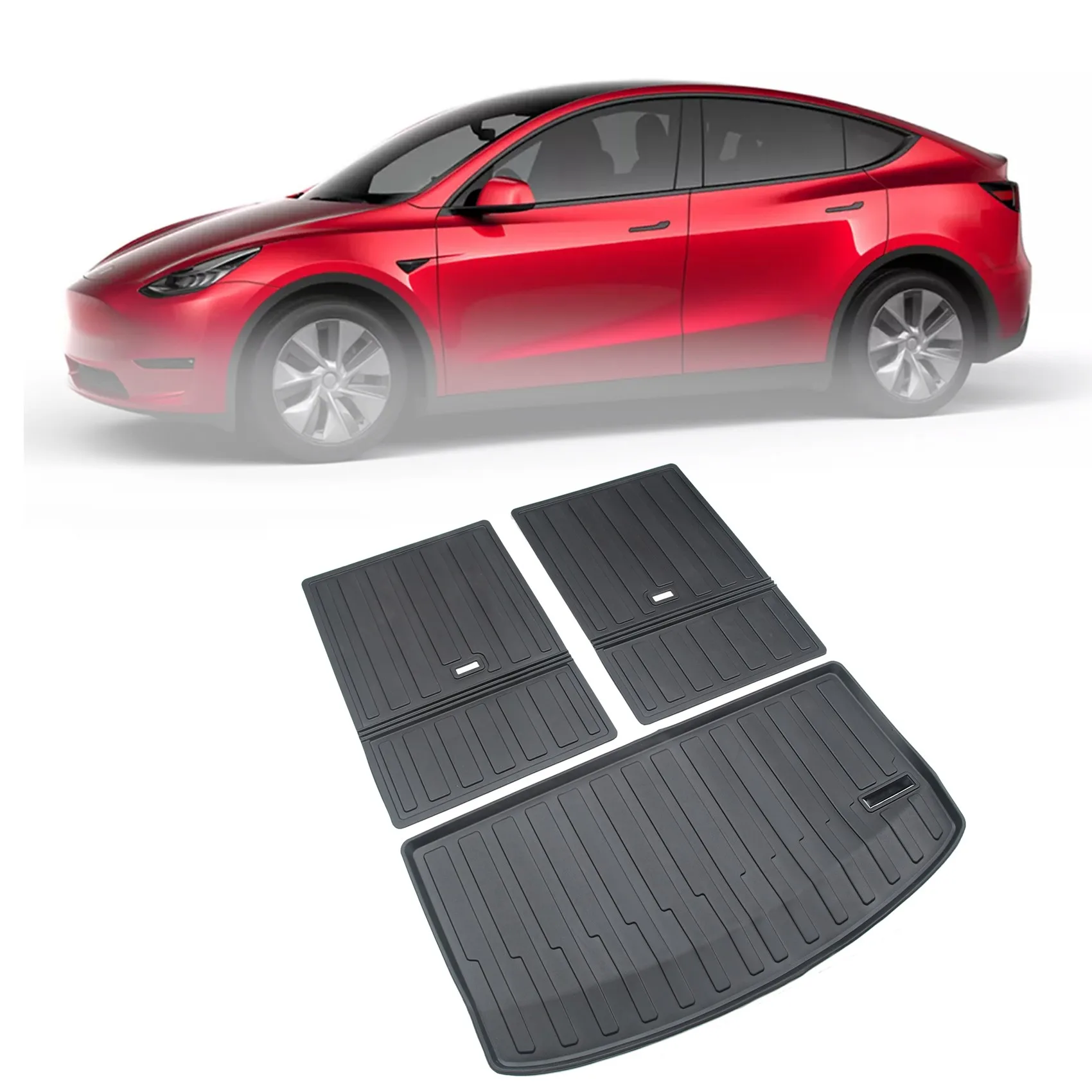 3Pcs Luggage Mat for Tesla Model Y 7-Seat Boot Liner Trunk Cargo Mat Tray Floor Carpet Mud Pad Protector Clean Mat Pad A