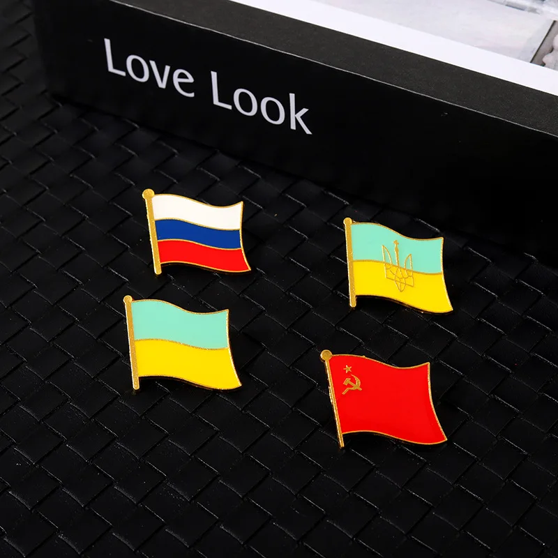 Ukraine and Russia Flag Enamel Pins Custom Peace and Love Brooch Backpack Hat Lapel Badge Jewelry Gift Wholesale Drop Shipping