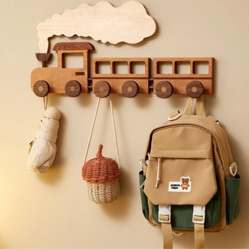 

Rustic Wooden Wall Hook, Heavy Duty Coat Rack, Natural Wood Entryway Organizer, No Drill Mount Hanger for Bedroom